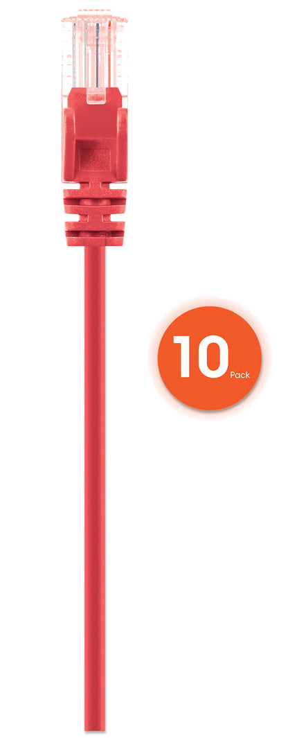 Cat6 U/UTP Slim Network Patch Cable, 5 ft., Red, 10-Pack Image 4