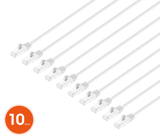 Cat8.1 U/FTP Slim Network Patch Cable, 5 ft., White, 10-Pack Image 1