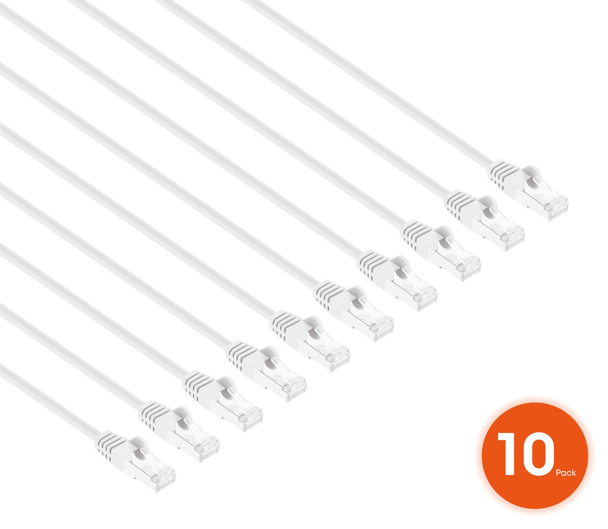 Cat8.1 U/FTP Slim Network Patch Cable, 5 ft., White, 10-Pack Image 2