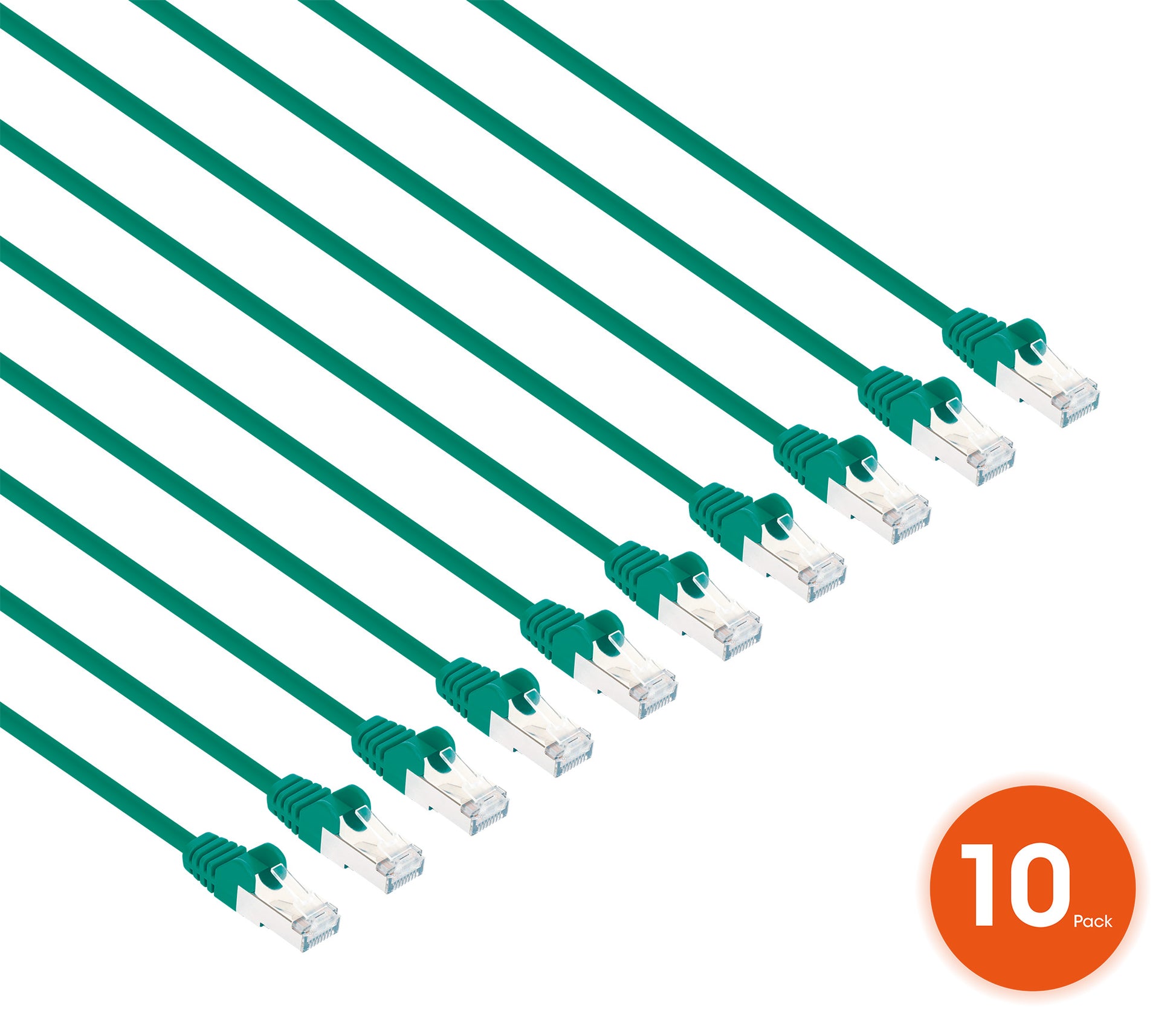 Cat8.1 U/FTP Slim Network Patch Cable, 10 ft., Green, 10-Pack Image 2