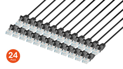 Cat6 U/UTP Slim Network Patch Cable, 1.5 ft., Black, 24-Pack Image 1