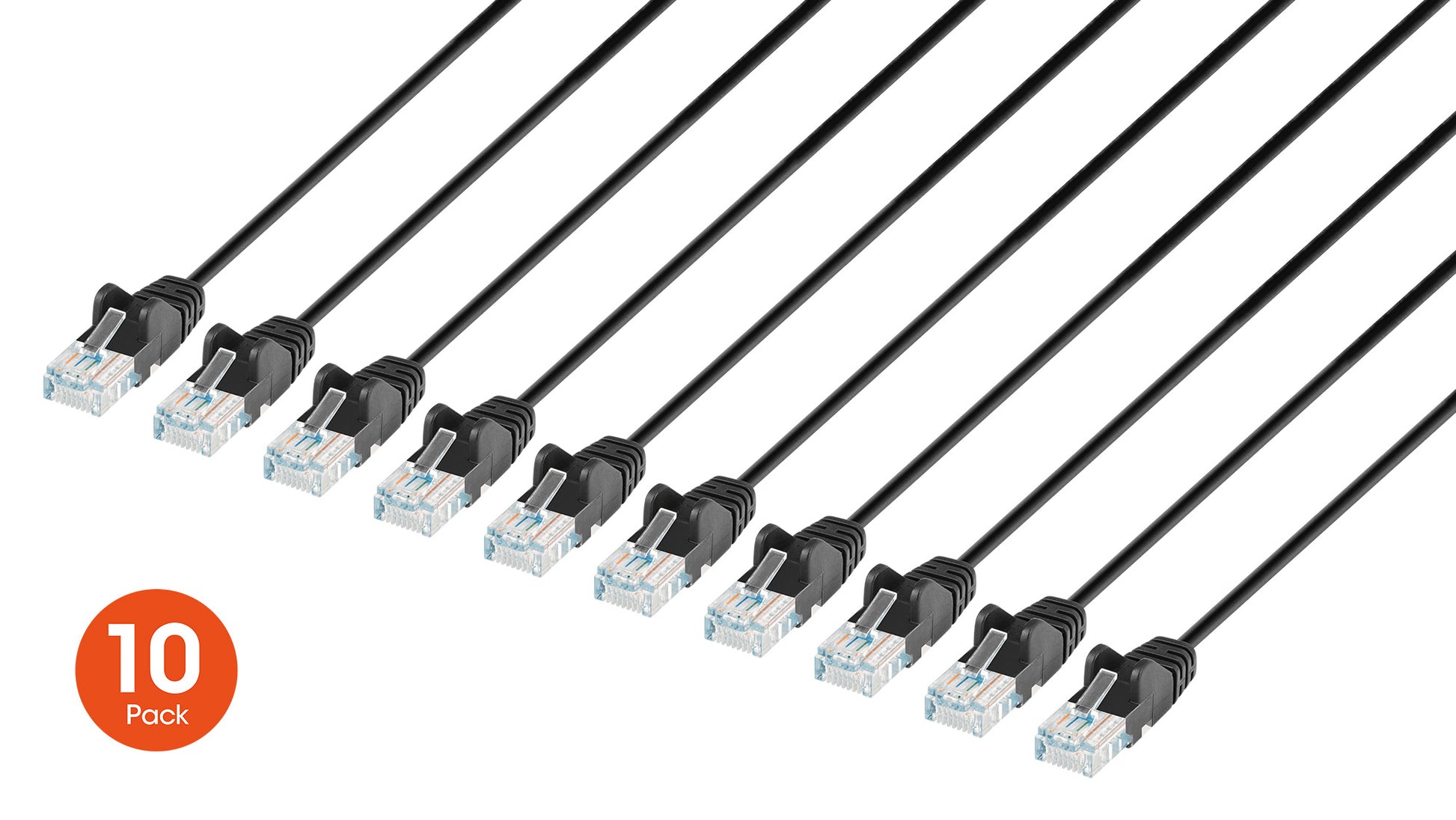 Cat6 U/UTP Slim Network Patch Cable, 20 ft., Black, 10-Pack Image 1