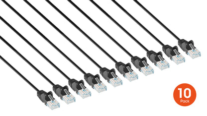 Cat6 U/UTP Slim Network Patch Cable, 20 ft., Black, 10-Pack Image 3