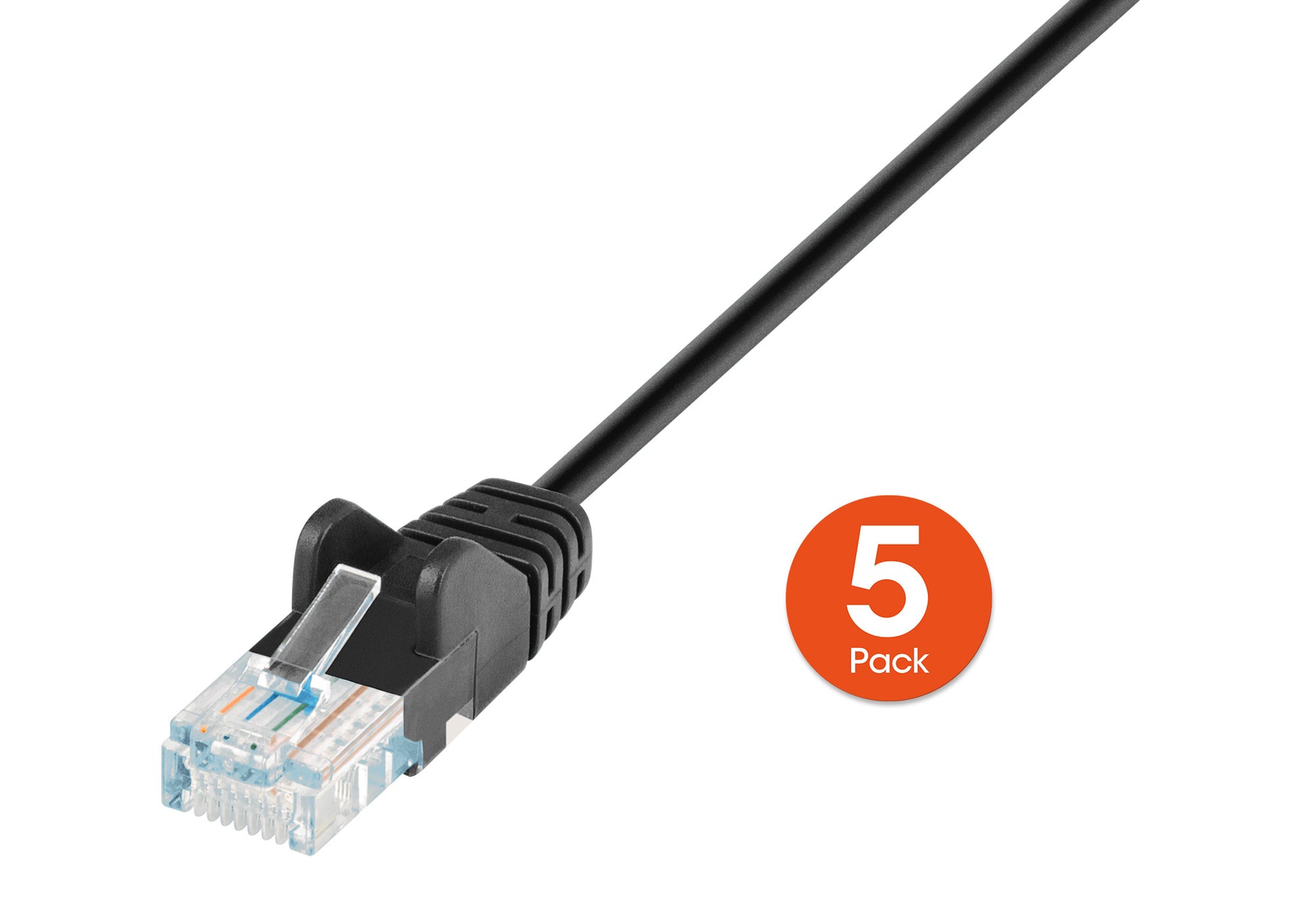 Cat6 U/UTP Slim Network Patch Cable, 25 ft., Black, 5-Pack Image 3