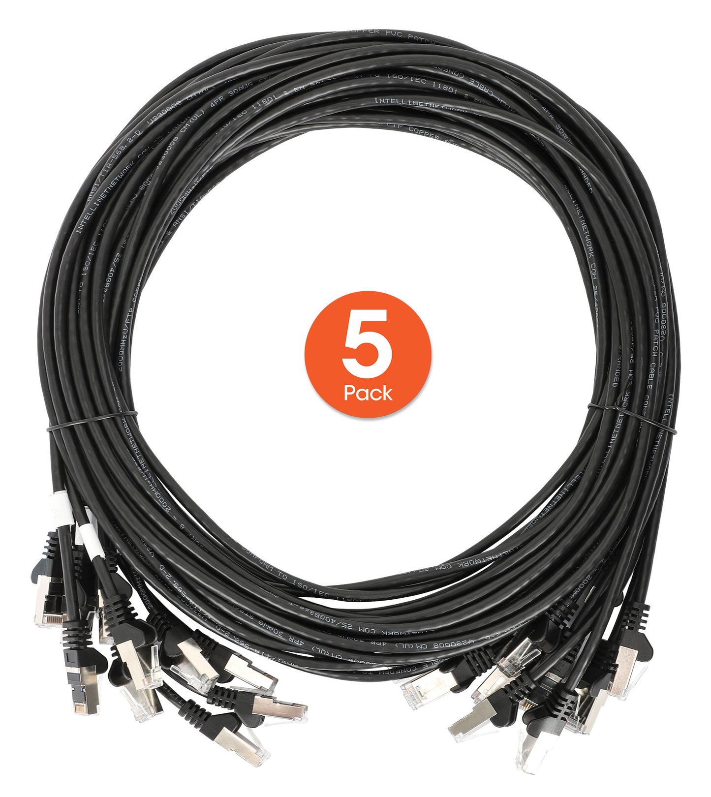 Cat6 U/UTP Slim Network Patch Cable, 25 ft., Black, 5-Pack Image 7