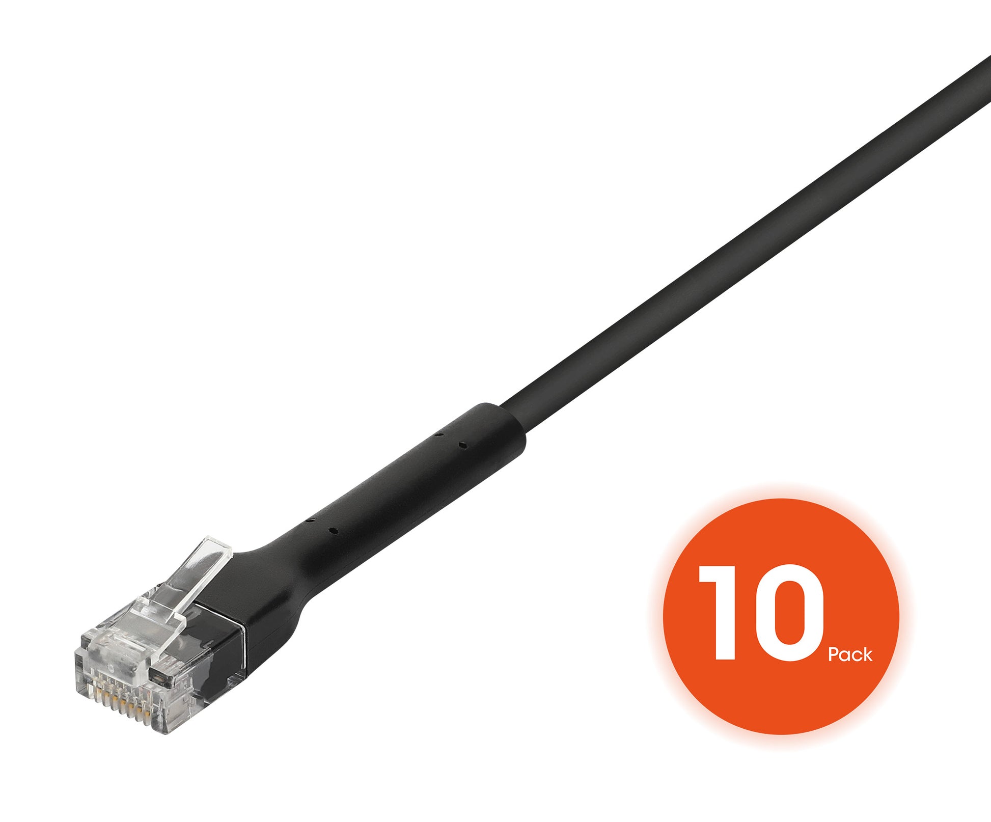 Cat6 U/UTP FlexiBoot Slim Network Patch Cable, 2 ft., Black, 10-Pack Image 4