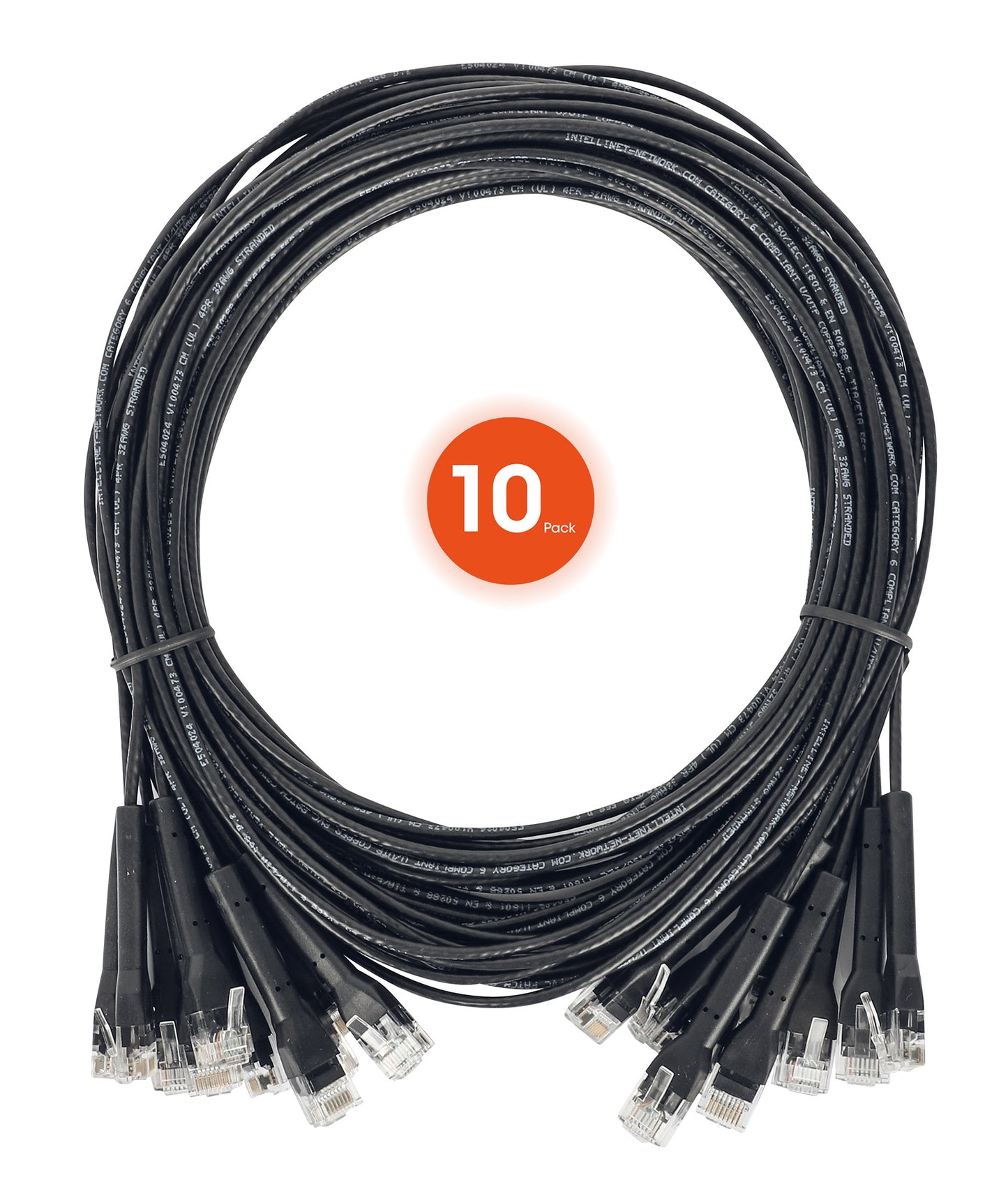 Cat6 U/UTP FlexiBoot Slim Network Patch Cable, 2 ft., Black, 10-Pack Image 9