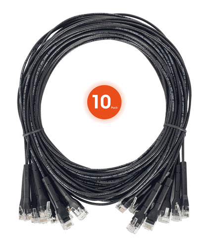 Cat6 U/UTP FlexiBoot Slim Network Patch Cable, 2 ft., Black, 10-Pack Image 9