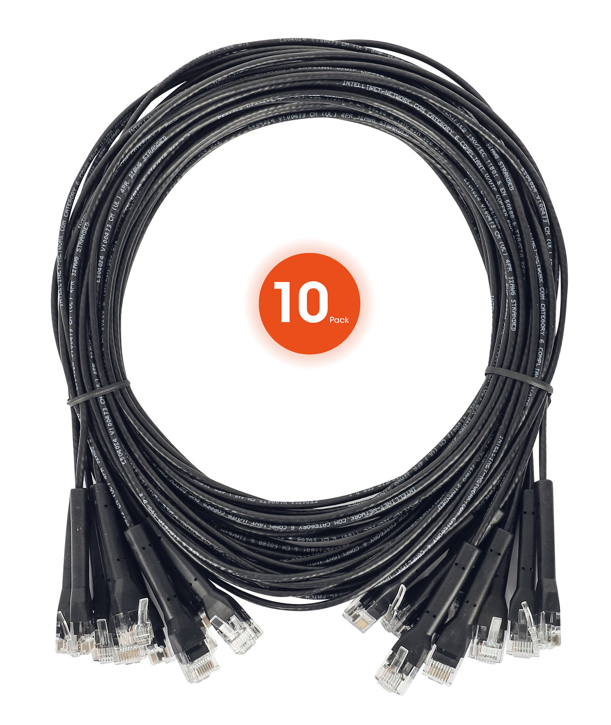 Cat6 U/UTP FlexiBoot Slim Network Patch Cable, 3 ft., Black, 10-Pack Image 9