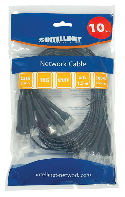 Cat6 U/UTP FlexiBoot Slim Network Patch Cable, 5 ft., Black, 10-Pack Packaging Image 2