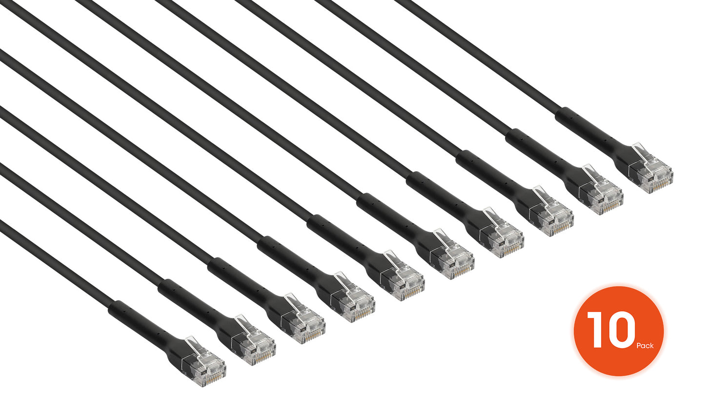 Cat6 U/UTP FlexiBoot Slim Network Patch Cable, 7 ft., Black, 10-Pack Image 3
