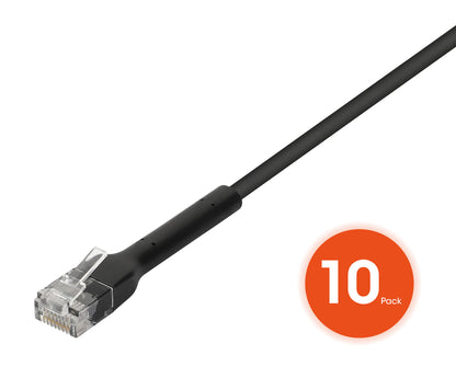 Cat6 U/UTP FlexiBoot Slim Network Patch Cable, 10 ft., Black, 10-Pack Image 3