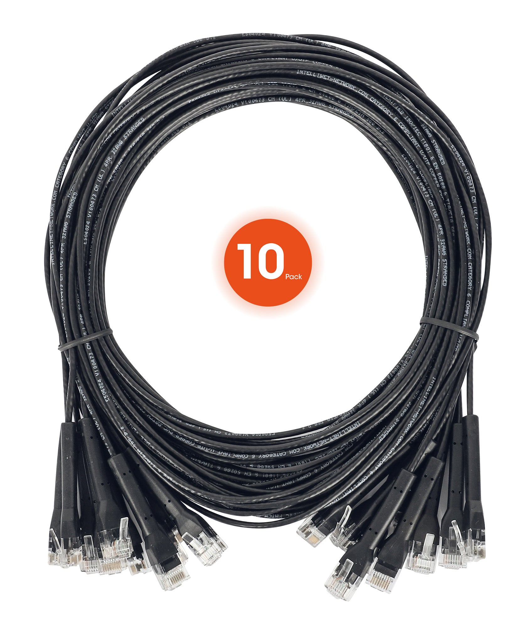 Cat6 U/UTP FlexiBoot Slim Network Patch Cable, 10 ft., Black, 10-Pack Image 8