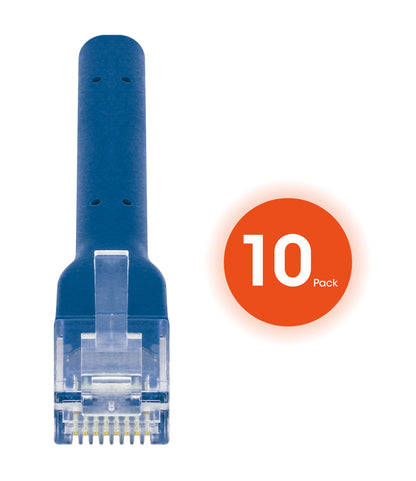 Cat6 U/UTP FlexiBoot Slim Network Patch Cable, 2 ft., Blue, 10-Pack Image 6