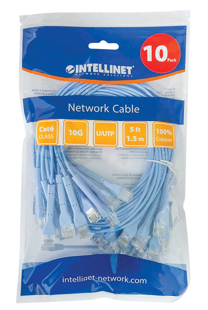 Cat6 U/UTP FlexiBoot Slim Network Patch Cable, 5 ft., Blue, 10-Pack Packaging Image 2