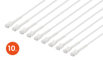 Cat6 U/UTP FlexiBoot Slim Network Patch Cable, 1 ft., White, 10-Pack Image 1