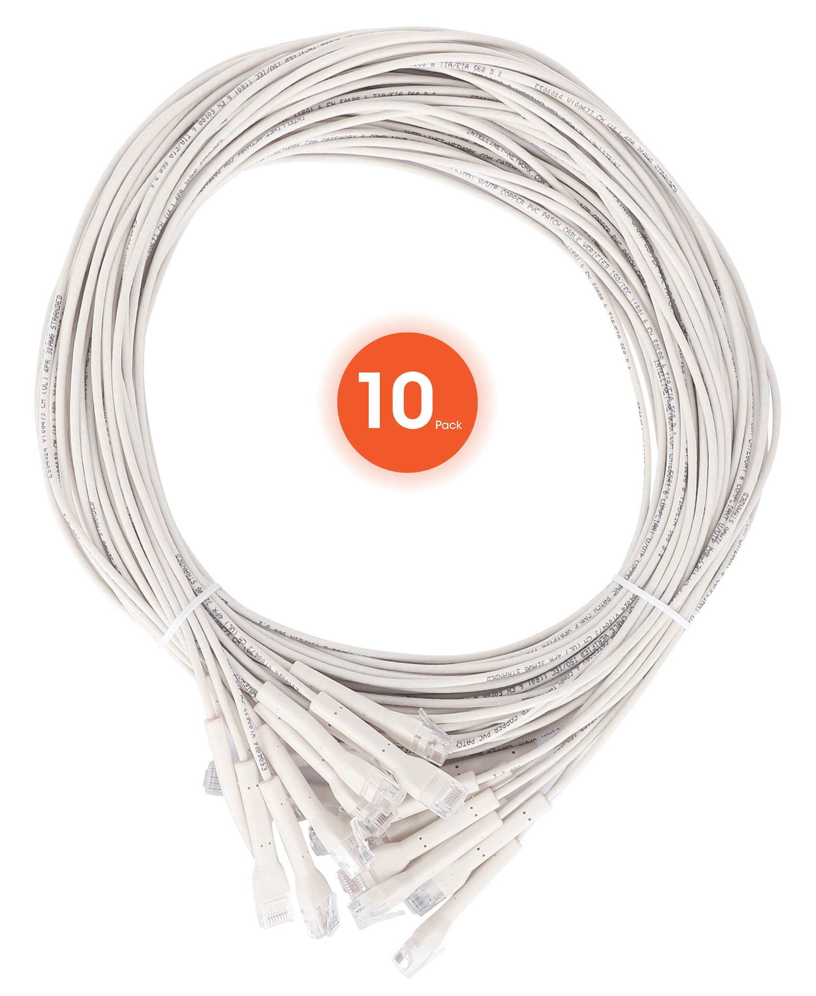 Cat6 U/UTP FlexiBoot Slim Network Patch Cable, 3 ft., White, 10-Pack Image 9