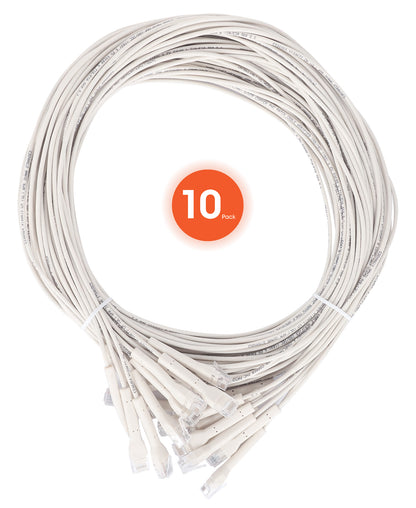 Cat6 U/UTP FlexiBoot Slim Network Patch Cable, 3 ft., White, 10-Pack Image 9