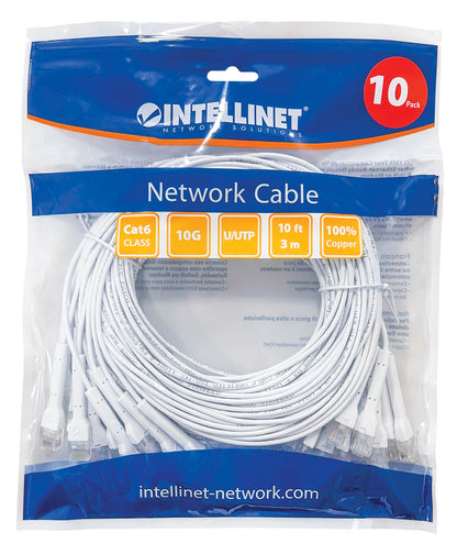 Cat6 U/UTP FlexiBoot Slim Network Patch Cable, 10 ft., White, 10-Pack Packaging Image 2