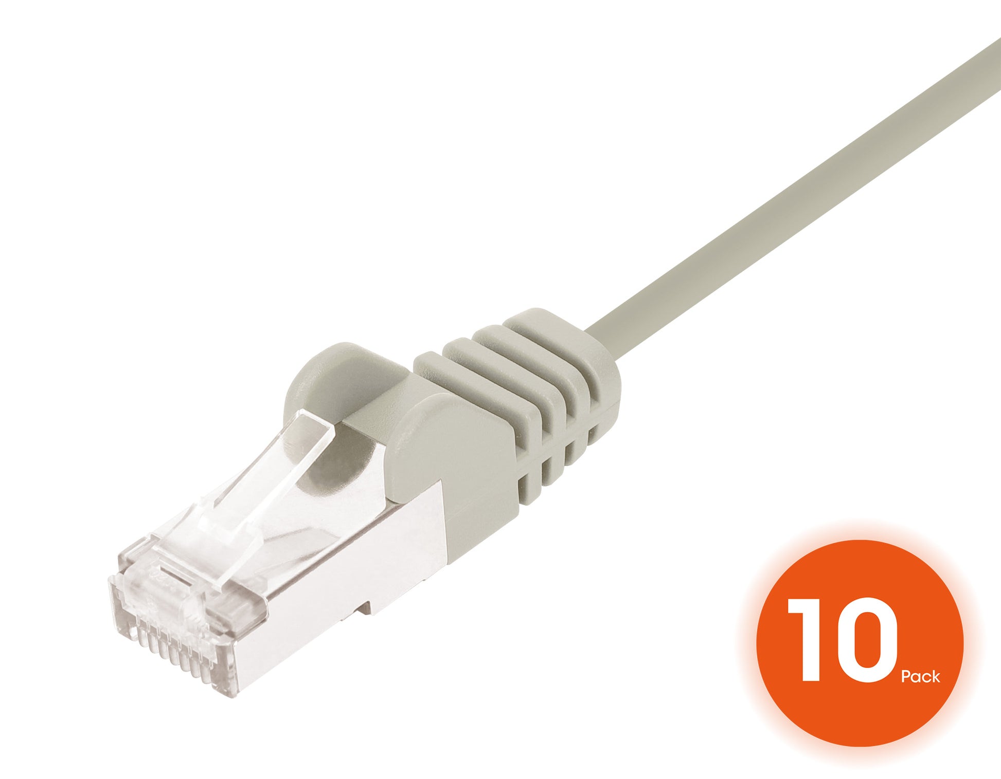 Cat8.1 U/FTP Slim Network Patch Cable, 1.5 ft., Gray, 10-Pack Image 3