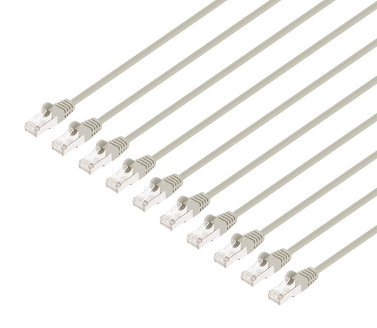 Cat8.1 U/FTP Slim Network Patch Cable, 1.5 ft., Gray, 10-Pack Image 1