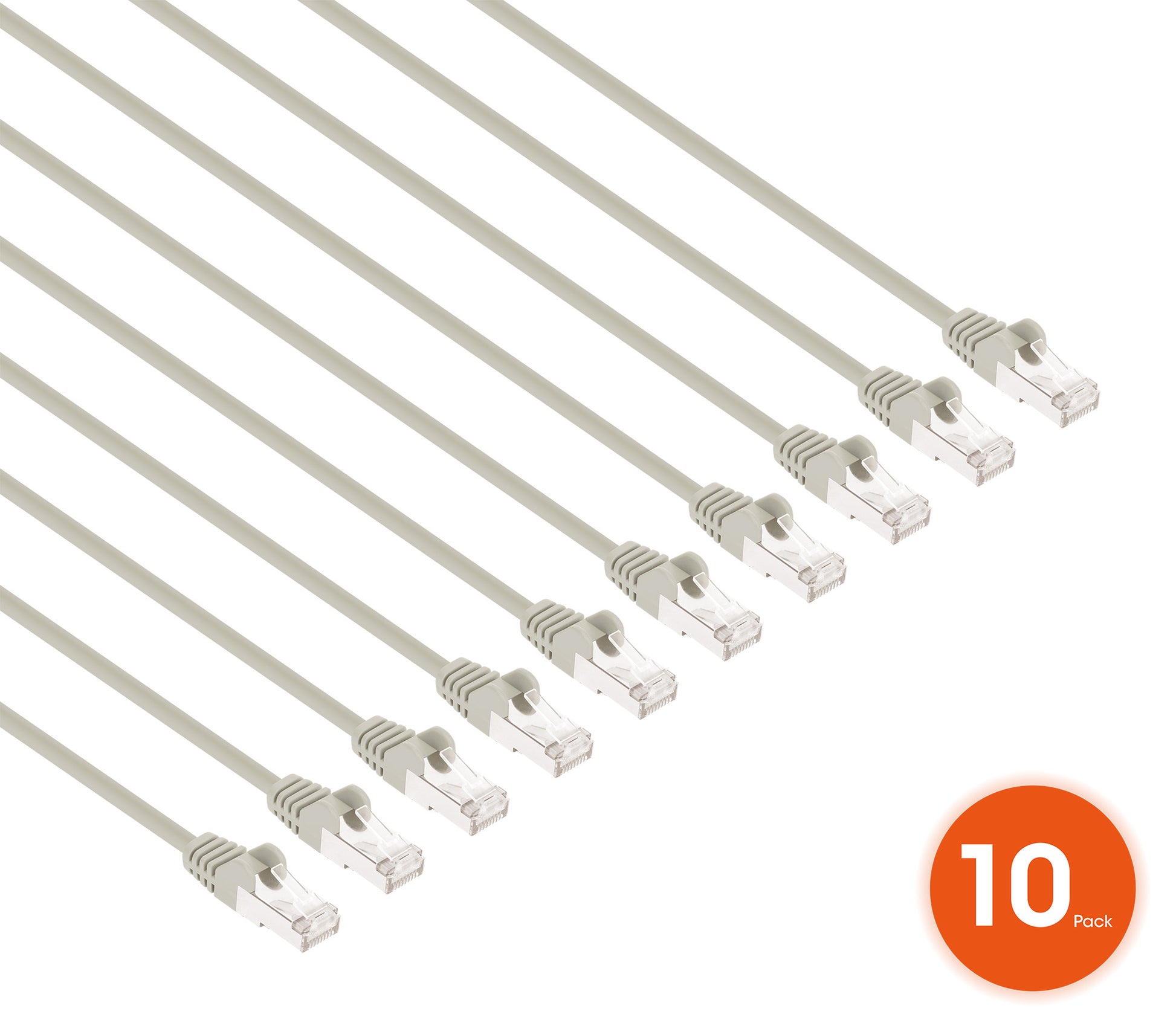 Cat8.1 U/FTP Slim Network Patch Cable, 7 ft., Gray, 10-Pack Image 2