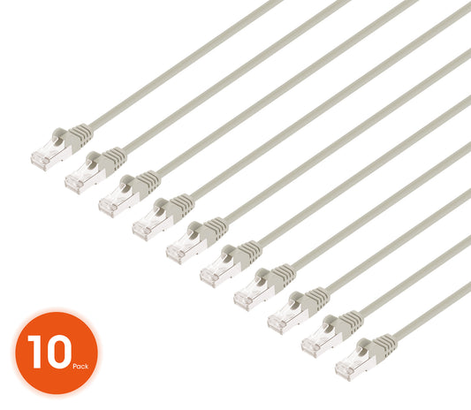 Cat8.1 U/FTP Slim Network Patch Cable, 7 ft., Gray, 10-Pack Image 1