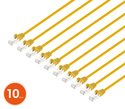 Cat8.1 U/FTP Slim Network Patch Cable, 7 ft., Yellow, 10-Pack Image 1