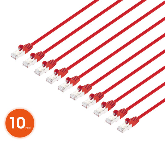 Cat8.1 U/FTP Slim Network Patch Cable, 3 ft., Red, 10-Pack Image 1
