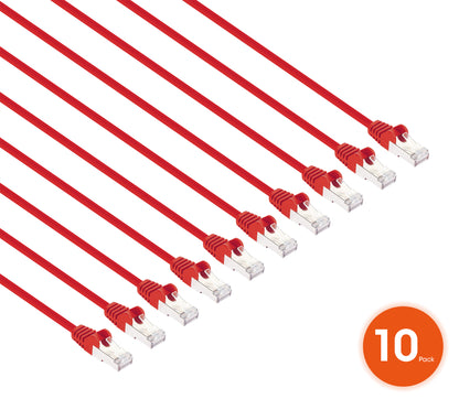 Cat8.1 U/FTP Slim Network Patch Cable, 3 ft., Red, 10-Pack Image 2