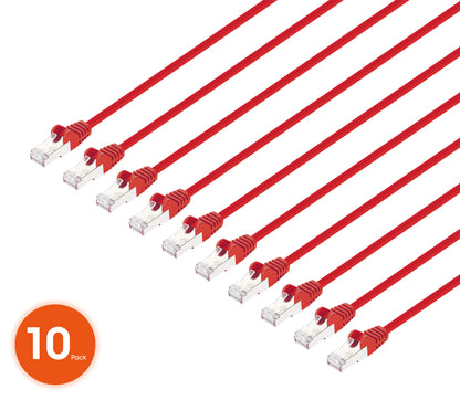 Cat8.1 U/FTP Slim Network Patch Cable, 5 ft., Red, 10-Pack Image 1