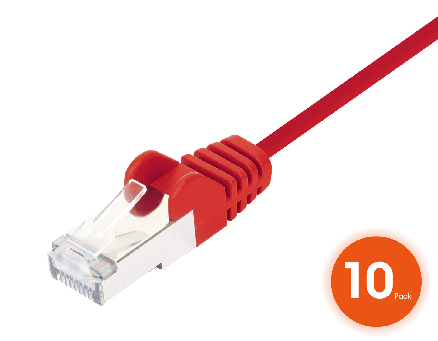 Cat8.1 U/FTP Slim Network Patch Cable, 10 ft., Red, 10-Pack Image 3