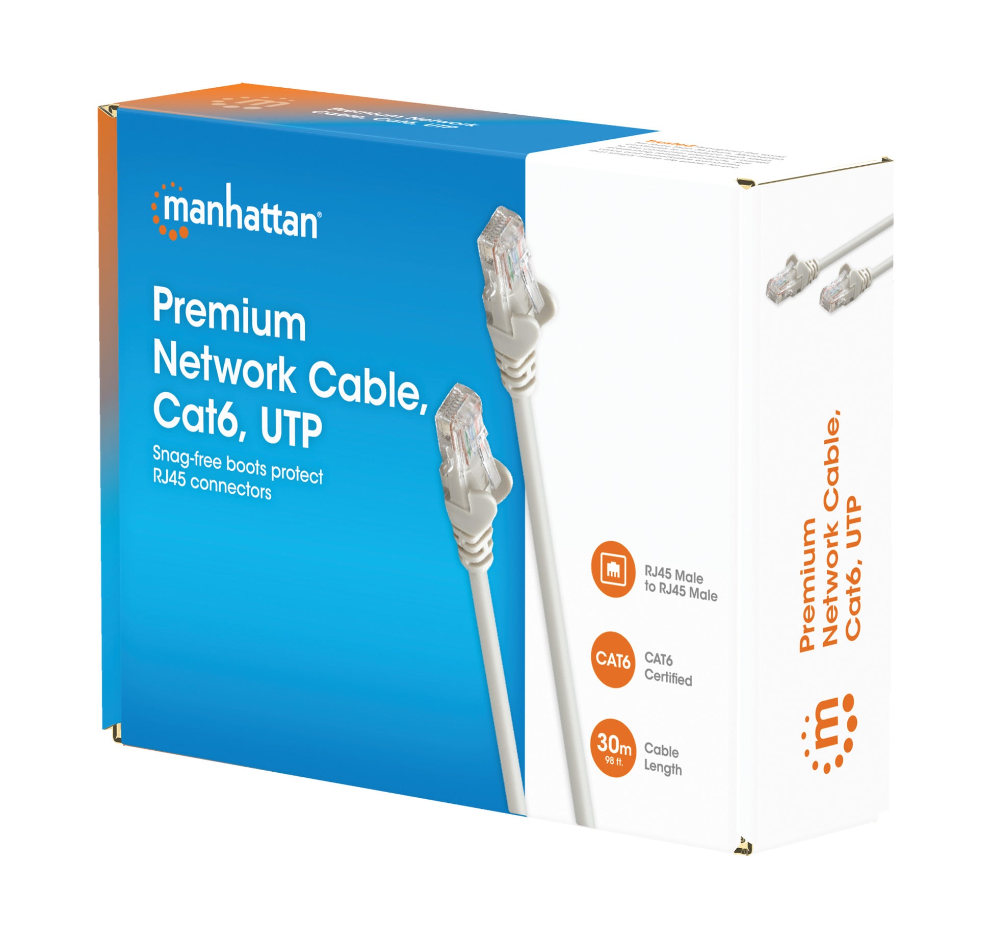 Premium Network Cable, Cat6, UTP, 30 m (98 ft.), Gray Packaging Image 2