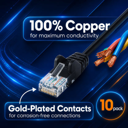 Cat6a U/UTP Slim Network Patch Cable, 0.5 ft., Black, 10-Pack Image 4
