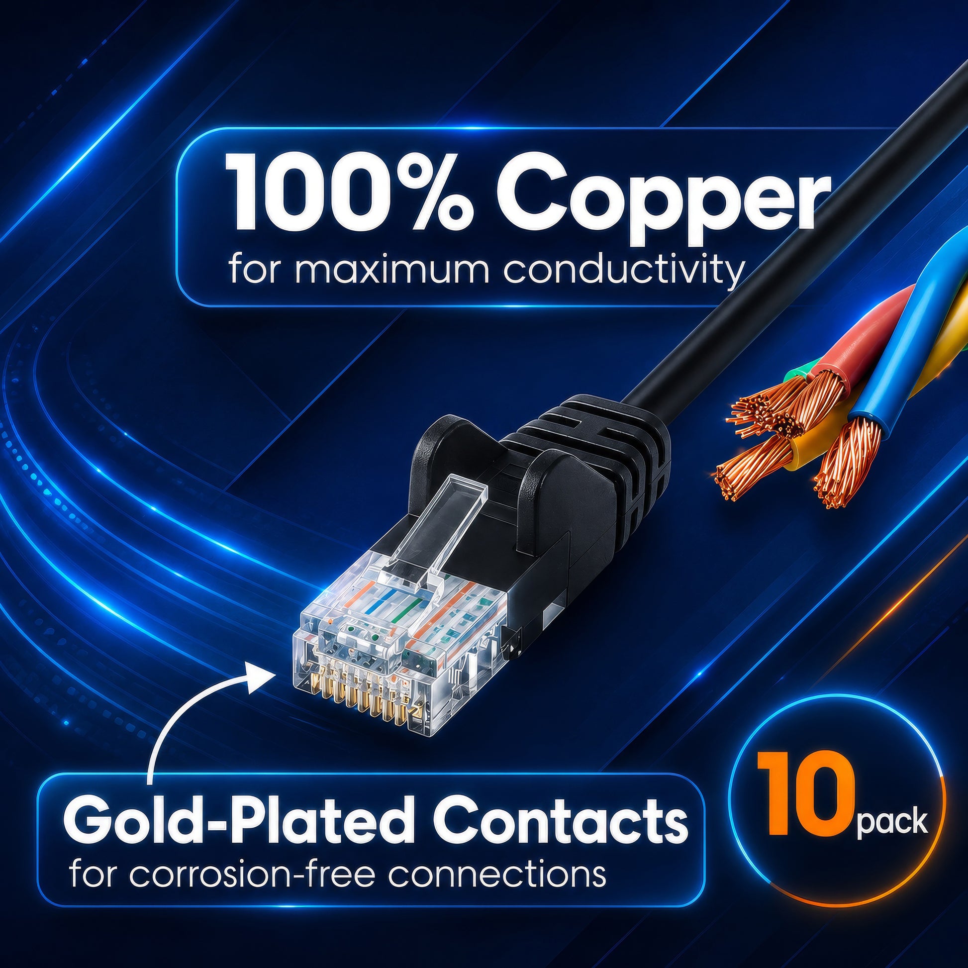 Cat6a U/UTP Slim Network Patch Cable, 7 ft., Black, 10-Pack Image 4