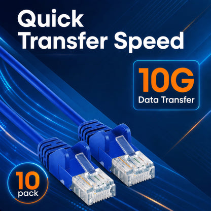 Cat6a U/UTP Slim Network Patch Cable, 0.5 ft., Blue, 10-Pack Image 6