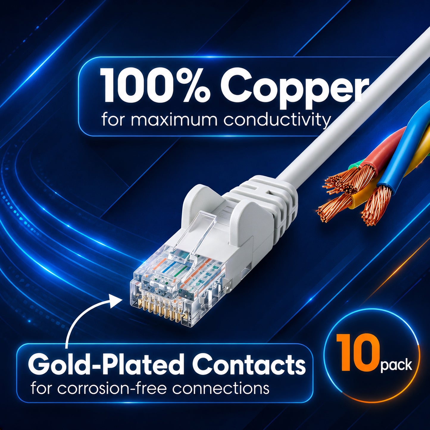 Cat6a U/UTP Slim Network Patch Cable, 1 ft., White, 10-Pack Image 4