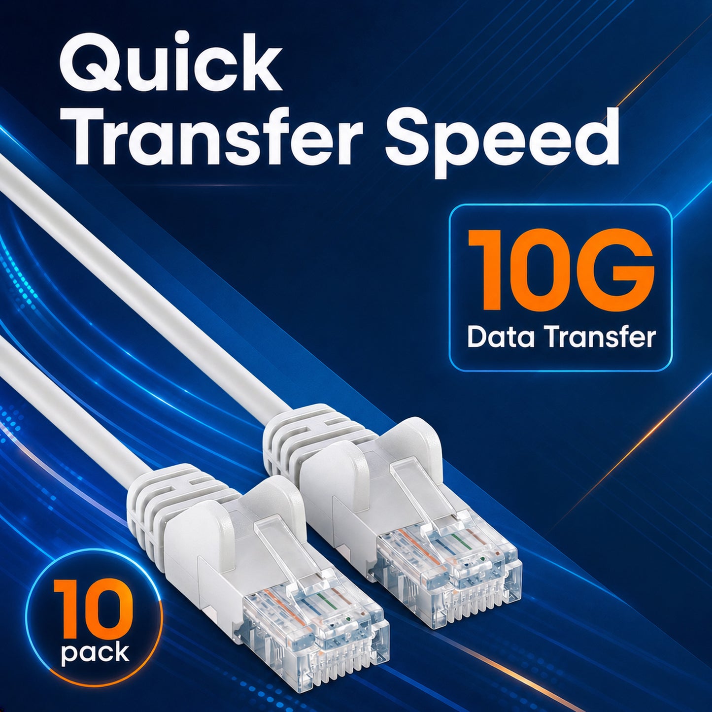 Cat6a U/UTP Slim Network Patch Cable, 1 ft., White, 10-Pack Image 6