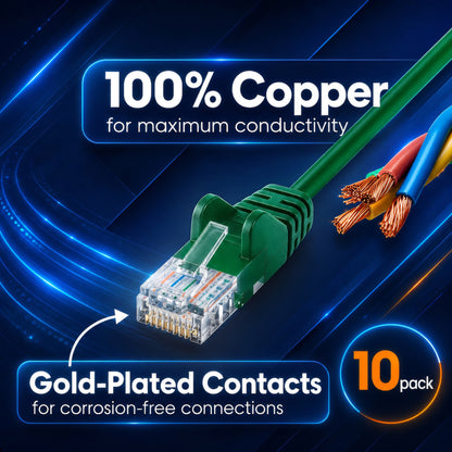 Cat6a U/UTP Slim Network Patch Cable, 0.5 ft., Green, 10-Pack Image 4