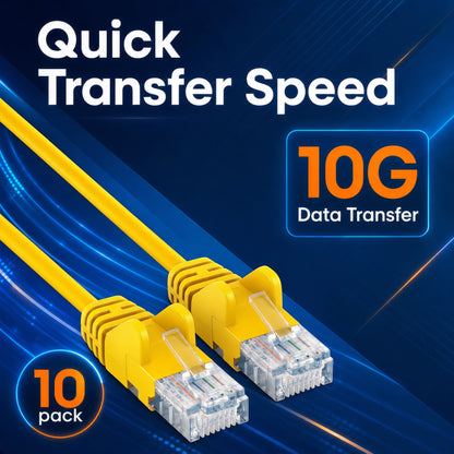 Cat6a U/UTP Slim Network Patch Cable, 0.5 ft., Yellow, 10-Pack Image 6