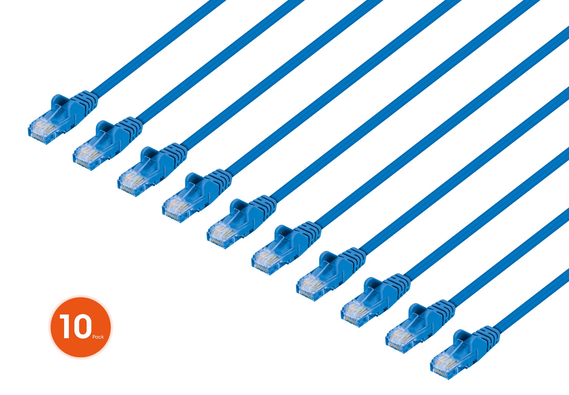 Cat6 U/UTP Premium Network Patch Cable, 2 m (7 ft.), Blue, 10-Pack Image 1