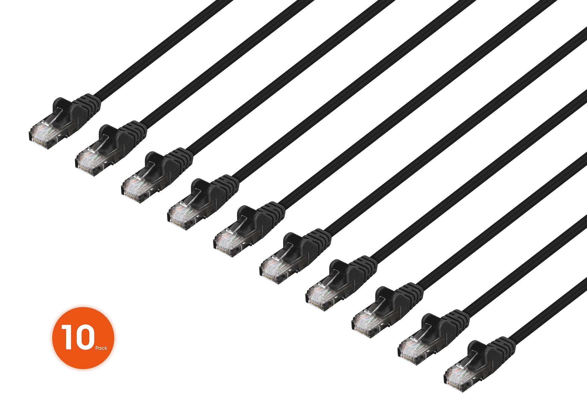 Cat6 U/UTP Premium Network Patch Cable, 0.25 m (0.8 ft.), Black, 10-Pack Image 1