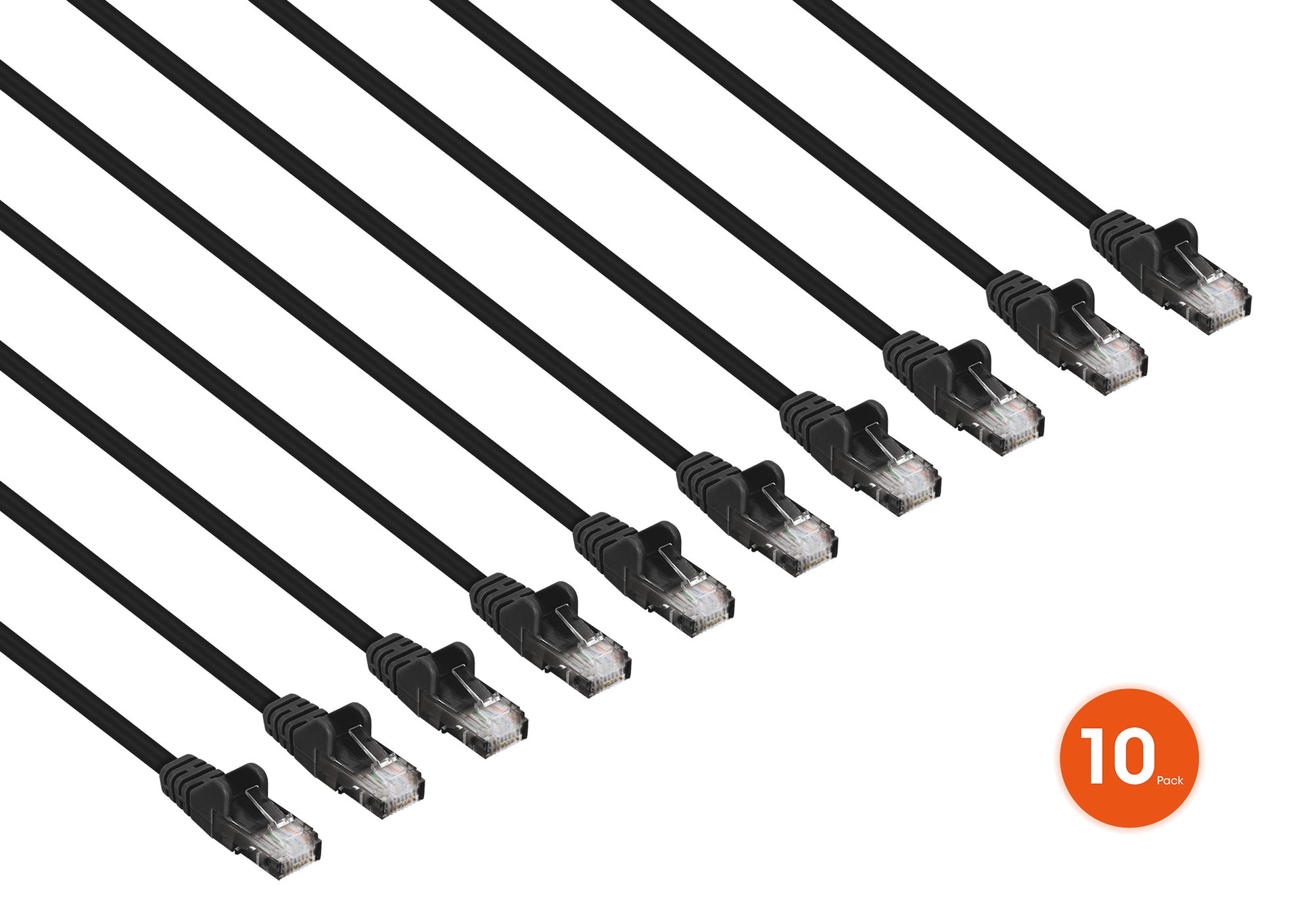 Cat6 U/UTP Premium Network Patch Cable, 0.25 m (0.8 ft.), Black, 10-Pack Image 2