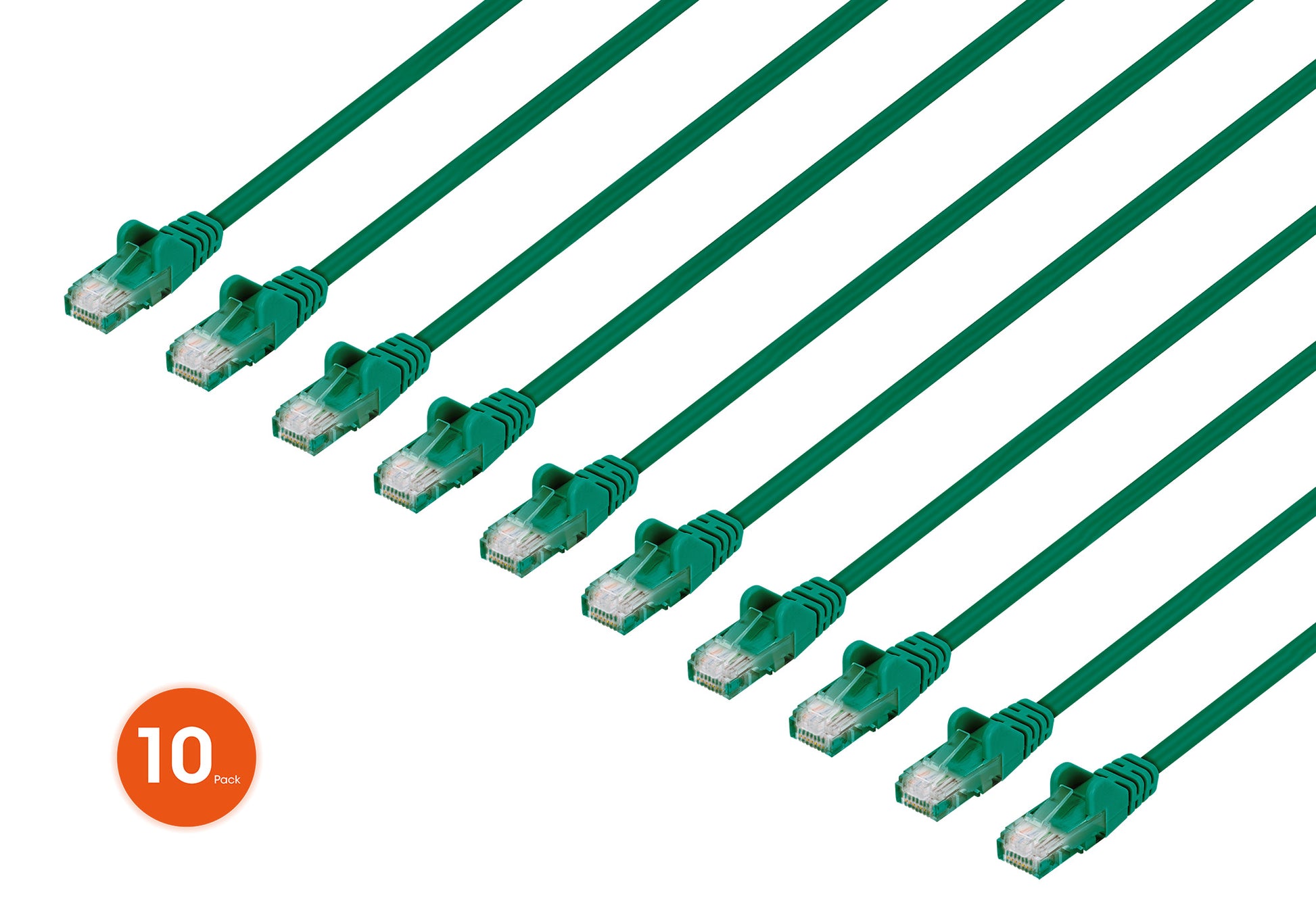 Cat6 U/UTP Premium Network Patch Cable, 0.15 m (0.5 ft.), Green, 10-Pack Image 1