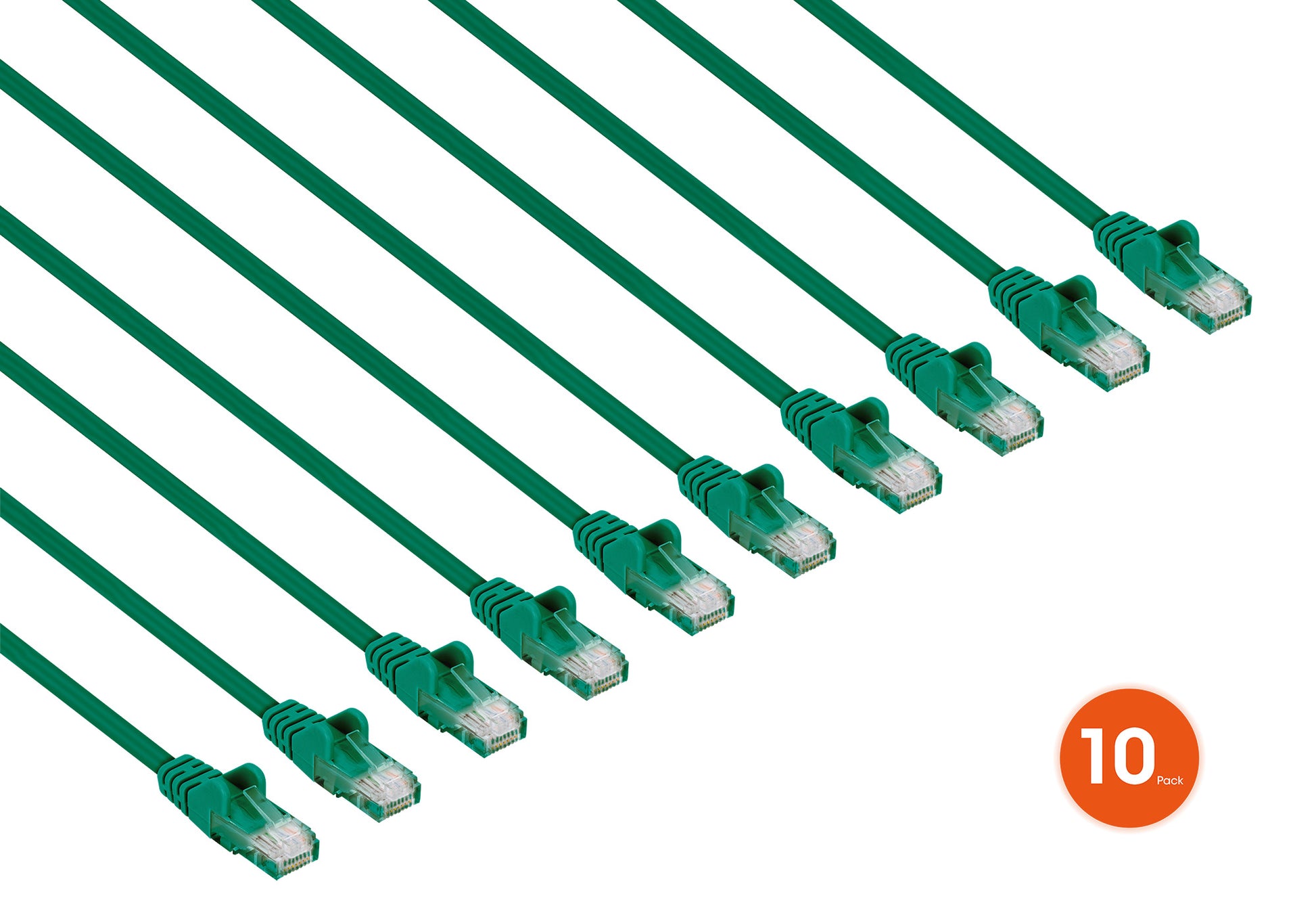 Cat6 U/UTP Premium Network Patch Cable, 0.25 m (0.8 ft.), Green, 10-Pack Image 2