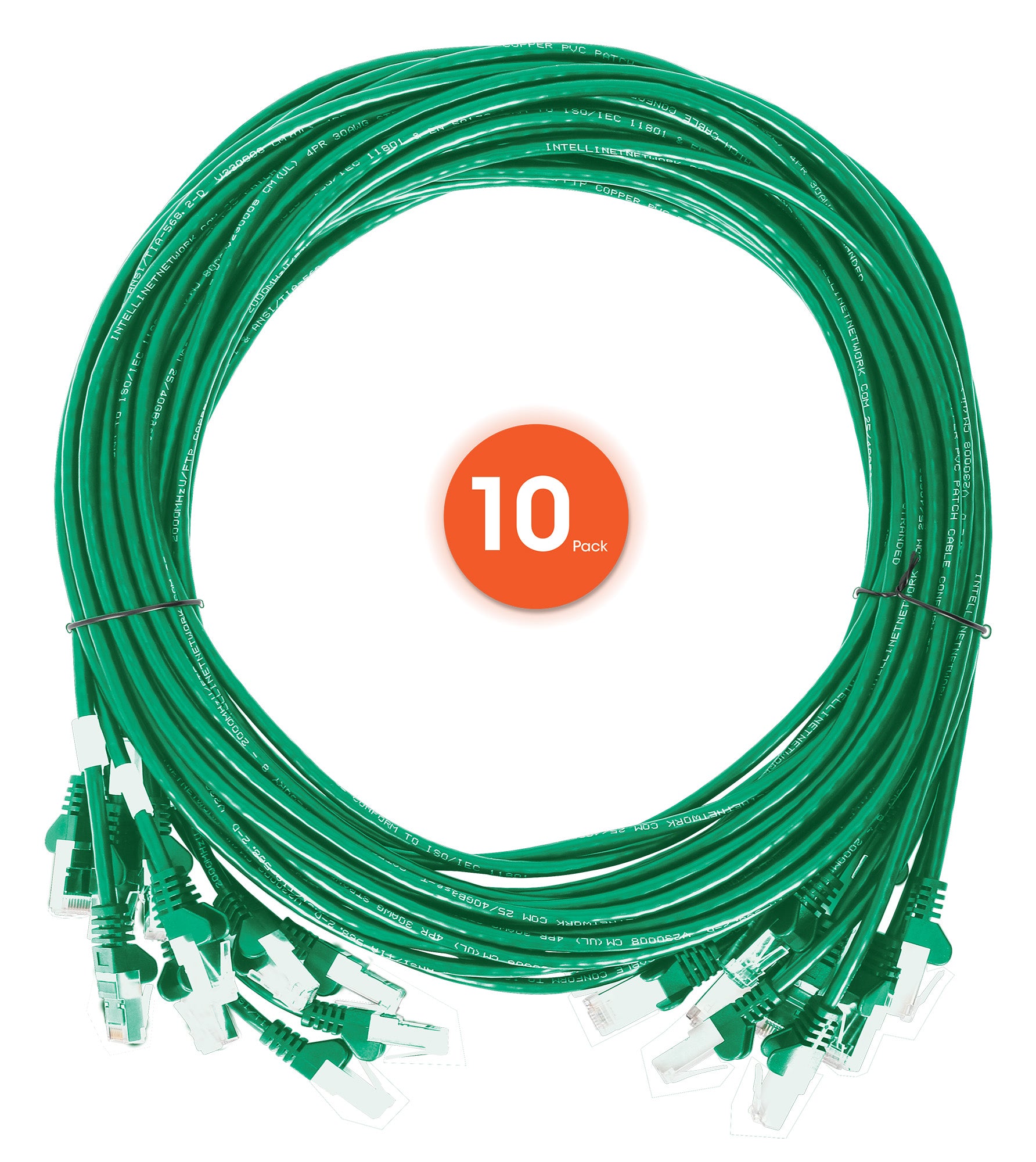 Cat6 U/UTP Premium Network Patch Cable, 0.3 m (1 ft.), Green, 10-Pack Image 7