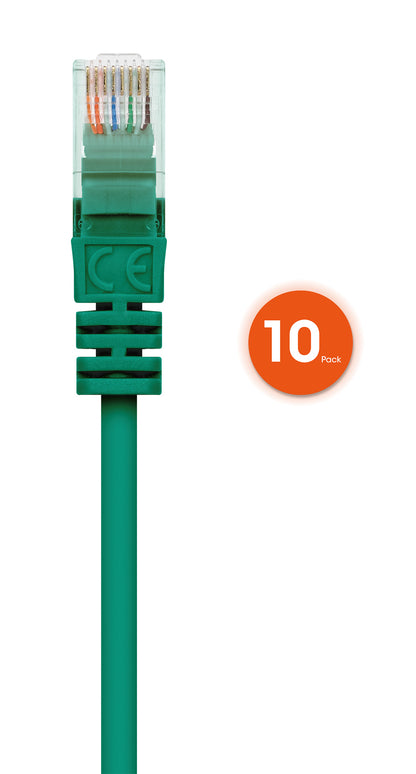 Cat6 U/UTP Premium Network Patch Cable, 3 m (10 ft.), Green, 10-Pack Image 4