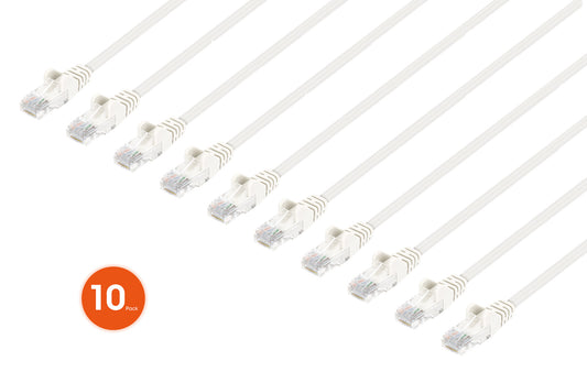 Cat6 U/UTP Premium Network Patch Cable, 0.15 m (0.5 ft.), White, 10-Pack Image 1