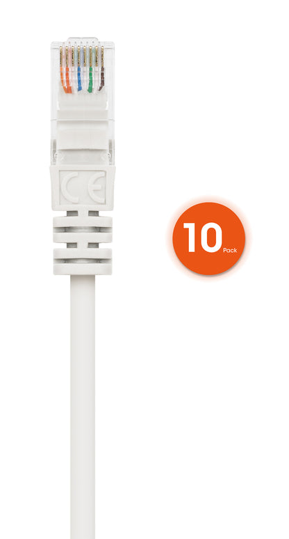 Cat6 U/UTP Premium Network Patch Cable, 2 m (7 ft.), White, 10-Pack Image 4