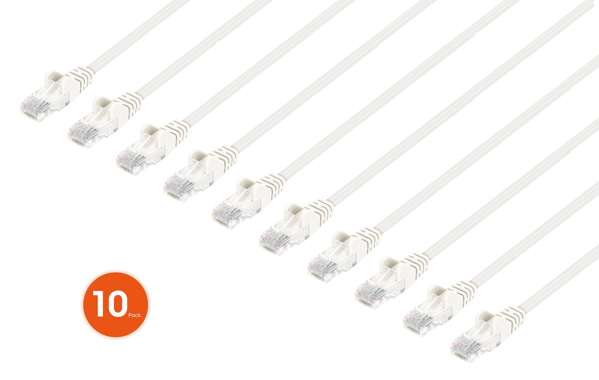 Cat6 U/UTP Premium Network Patch Cable, 2 m (7 ft.), White, 10-Pack Image 1